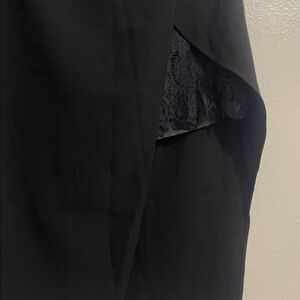 bebe Black Asymmetrical Wrap Skirt with Lace Inset